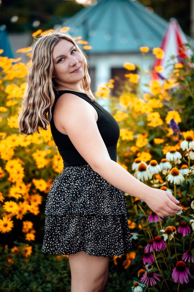 JMR_1667-Edit | Two Wild Souls Photography Rochester Michigan senior photos among the coneflowers in the Van Hoosen Farm gardens