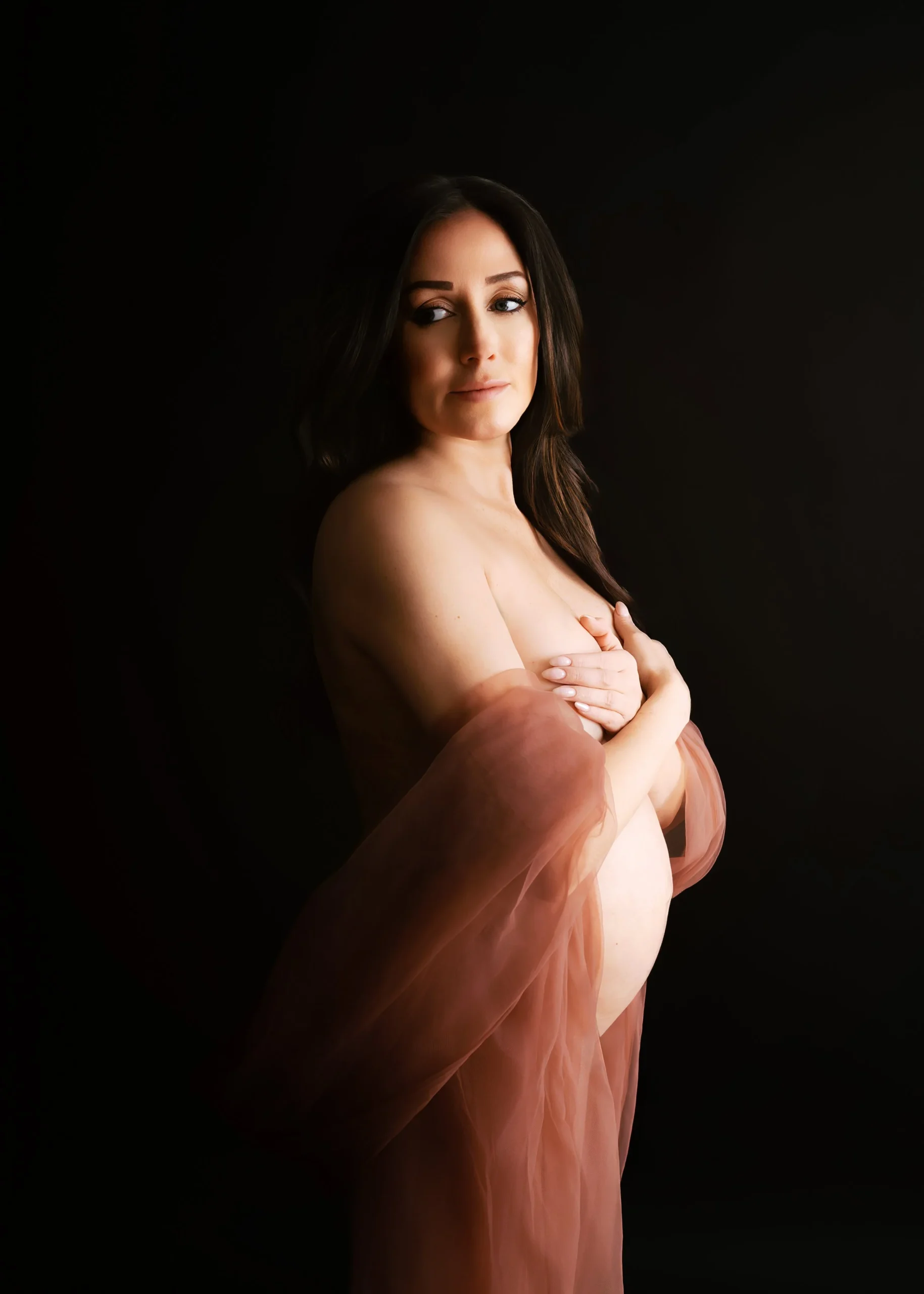 Pregnant Mother boudoir Maternity Photography Session at an In-studio with Two Wild Souls Photography