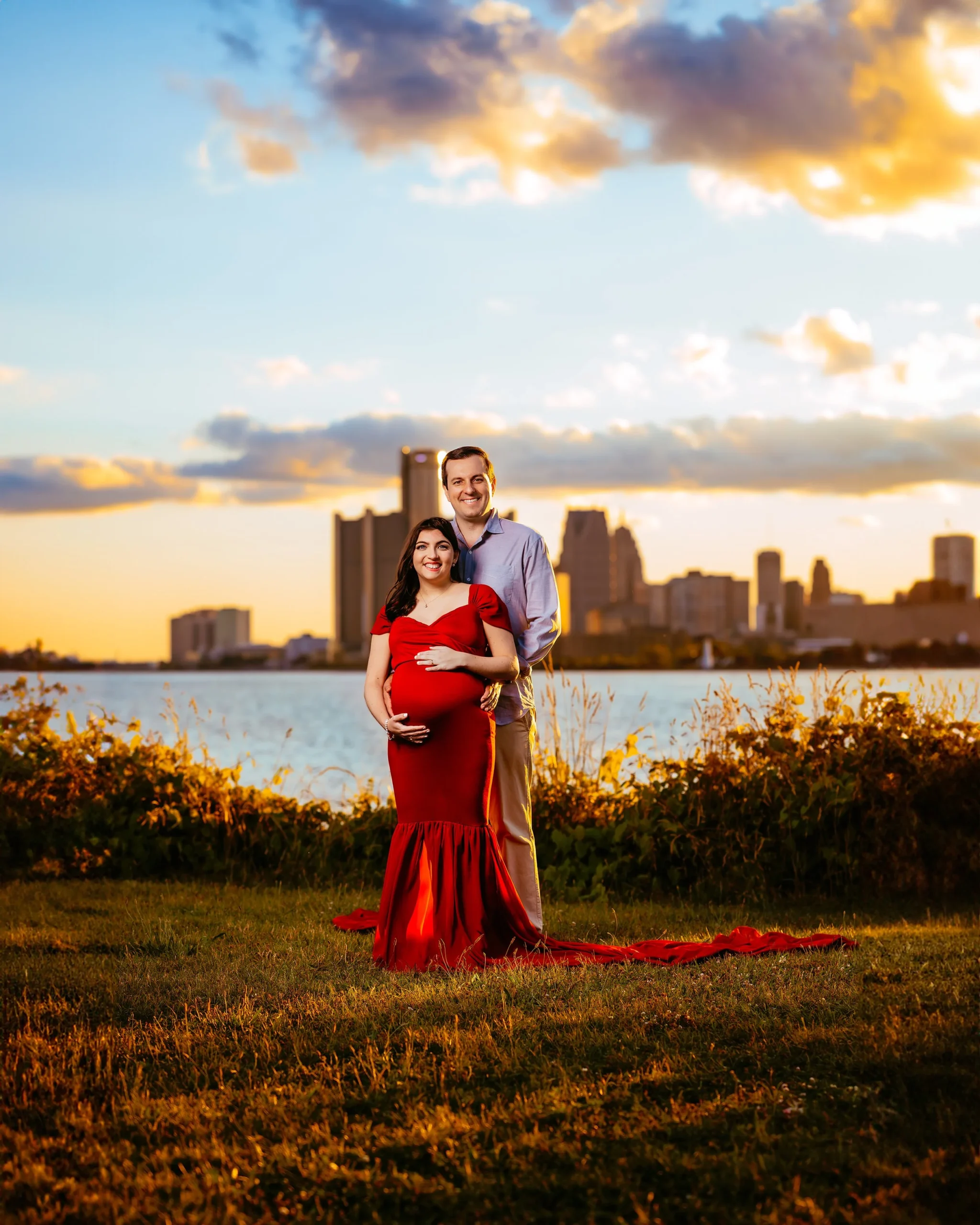 Pregnant couple at Belle Isle Park during Maternity Photo Session with Two Wild Souls Photography