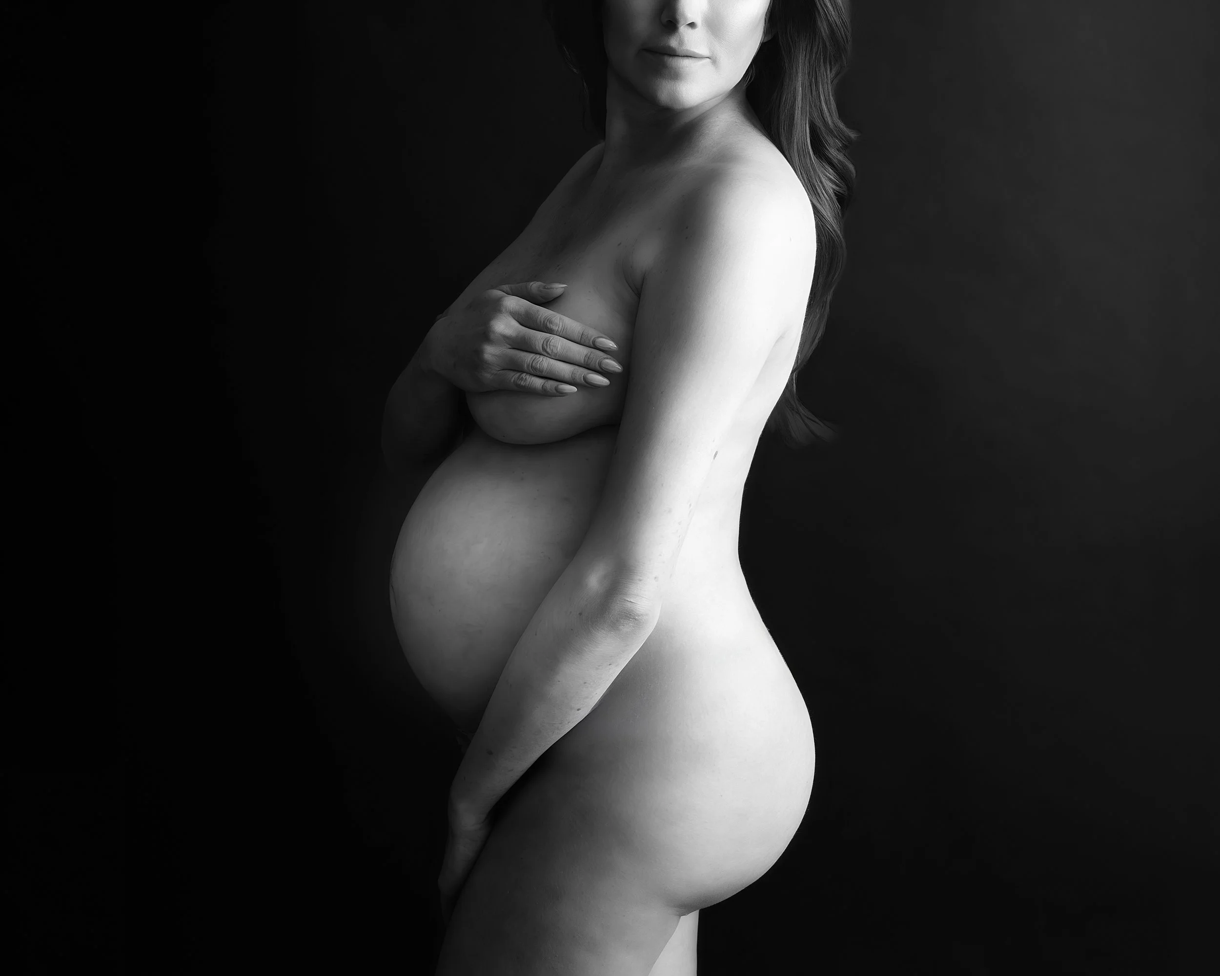 Pregnant Mother intimate boudoir Maternity Photography Session at an In-studio with Two Wild Souls Photography